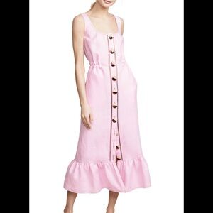 Nicholas Pink 100% Linen Button Front Garden Maxi Dress Sz 4